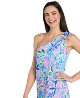 R & M Richards Women's Hardware-Trim One-Shoulder Maxi Dress