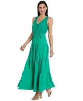 R & M Richards Women's Mixed-Media Tiered Maxi Dress