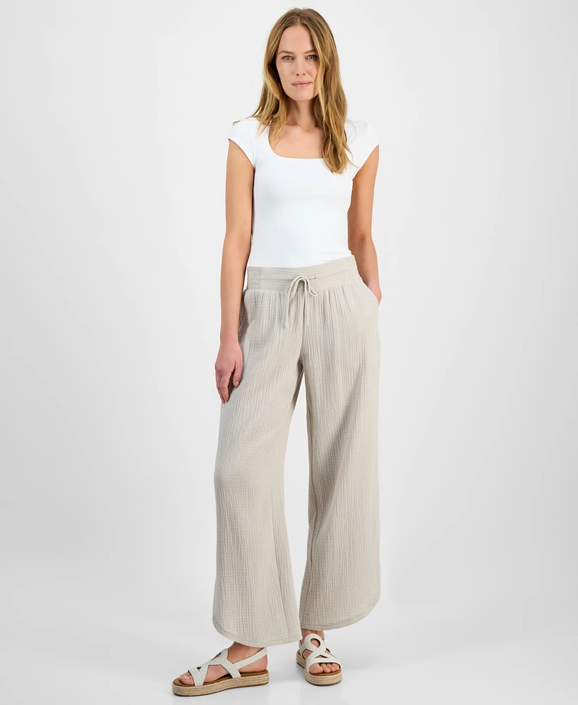 Jm Collection Women's Cotton Tulip-Hem Gauze Pants, Exclusively at Macy's