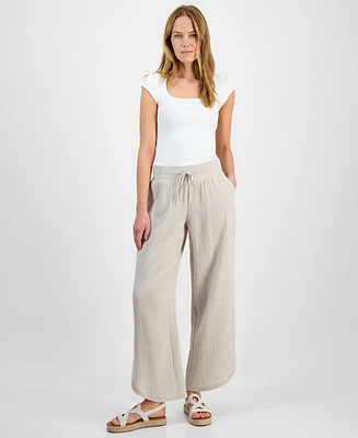 Jm Collection Women's Cotton Tulip-Hem Gauze Pants, Exclusively at Macy's