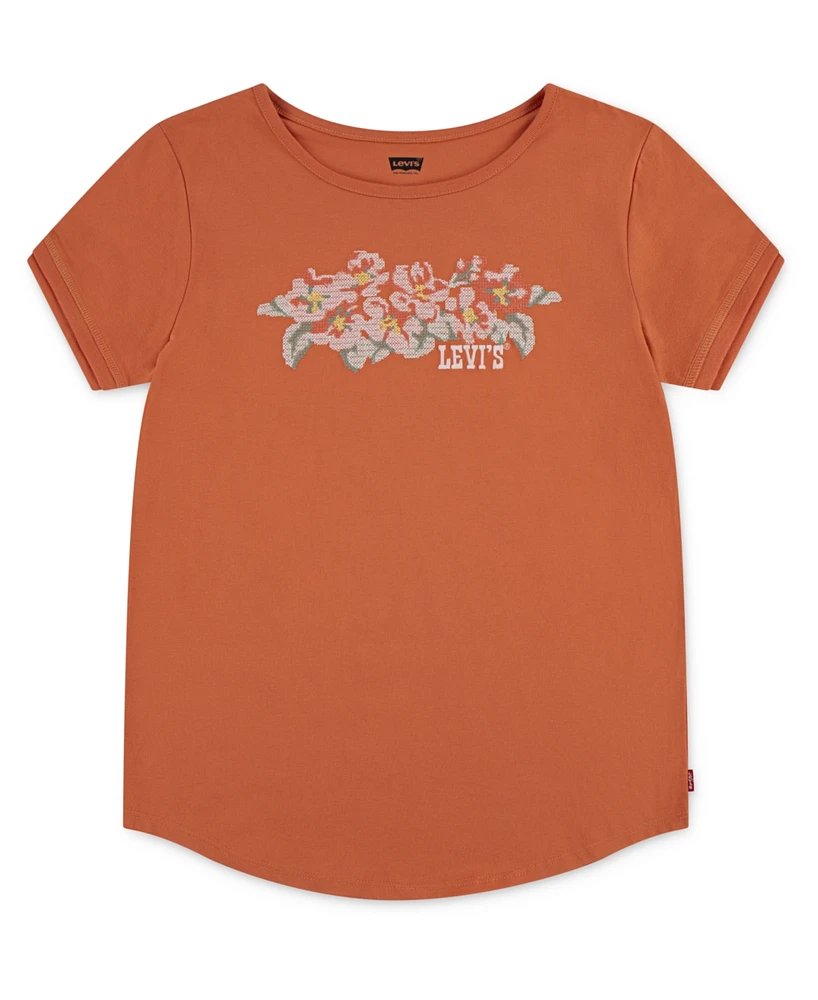 Levi's Big Girls Double Cuff Floral T-Shirt