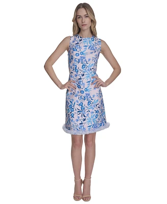 Eliza J Women's Tweed A-Line Floral-Pattern Dress