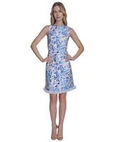 Eliza J Women's Tweed A-Line Floral-Pattern Dress