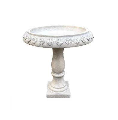 Lightweight Weathered Concrete Fiberglass Stone Birdbath for Outdoor Garden Decoration