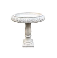 Lightweight Weathered Concrete Fiberglass Stone Birdbath for Outdoor Garden Decoration