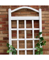 Vinyl Arch Top Garden Trellis with Ground Anchors for Climbing Plants
