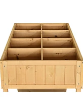 Farmhouse Fir Wooden Raised Garden Planter Box for Outdoor Gardening and Planting