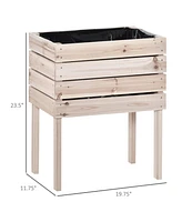 Rustic Wooden Flower Shelf and Planter Box Combination
