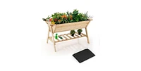 Farmhouse 2 Tier Large Outdoor Wooden 5-ft Raised Garden Bed Planter Box