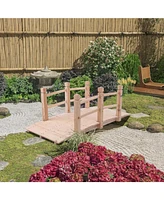 Outdoor Solid Wood 5-Ft Garden Bridge in Natural Wood Finish