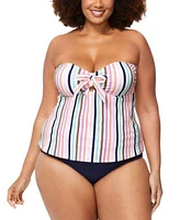 Raisins Curve Trendy Plus Size Tanzania Bow Trim Tankini Top Costa Bikini Bottoms