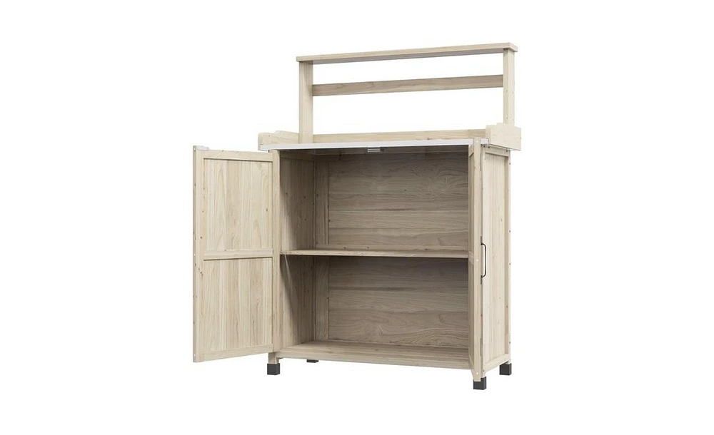 Multi-Functional Potting Bench with Storage for Garden Supplies