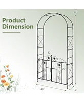 2-in-1 Garden Arbor with Door and Latch for Outdoor Lawn and Garden