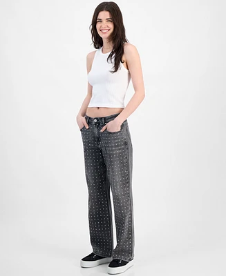 Superjene Juniors' Studded Wide-Leg Jeans