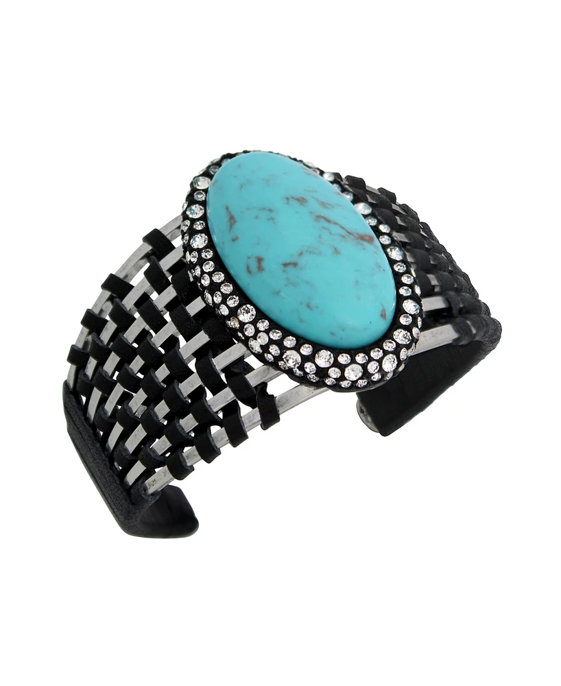 Robert Lee Morris Soho Cabochon Woven Cuff Bracelet