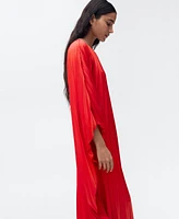 Mango Women's Pleated 3-Quarter Sleeve Dress