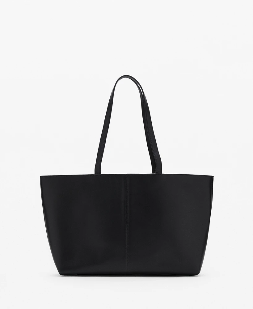 Mango Women's Leather Shopper Bag