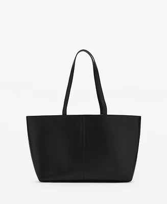 Mango Women's Leather Shopper Bag