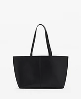 Mango Women's Leather Shopper Bag