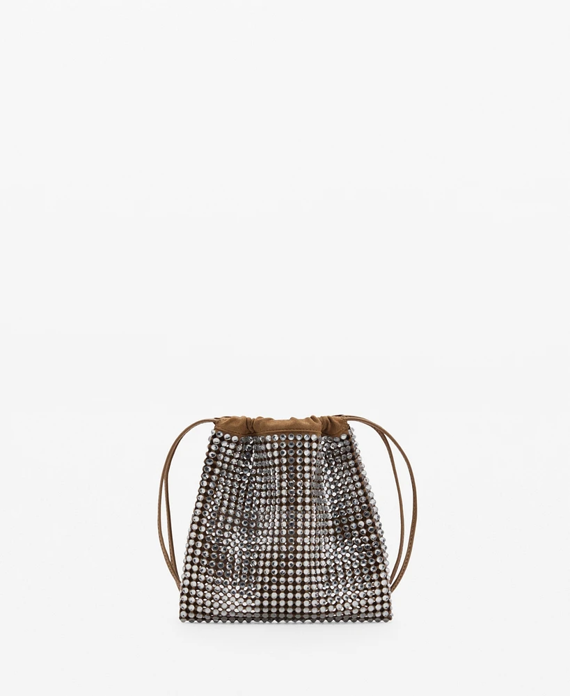 Mango Women's Rhinestone Decoration Handbag