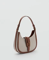 Mango Women's Contrasting Cotton Canvas Bag