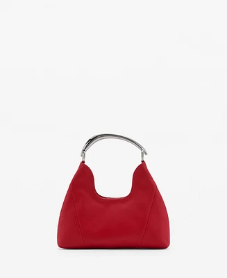 Mango Women's Metal Handle Leather Shoulder Bag