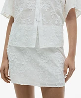 Mango Women's Floral-Embroidered Cotton Skirt
