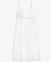 On 34th Women's Cotton Poplin Shirred Midi Dress, Exclusively at Macy's