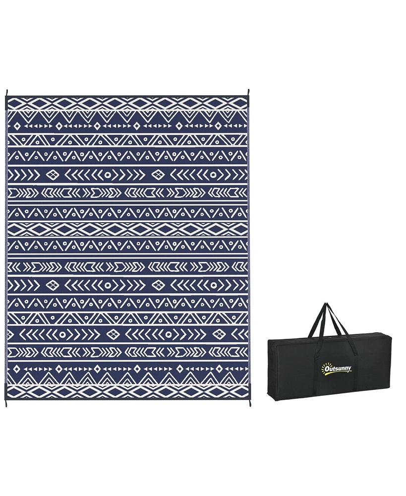 Outsunny Outdoor Rug, 8' x 10' Plastic Straw, Geometric