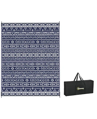 Outsunny Outdoor Rug, 8' x 10' Plastic Straw, Geometric