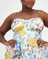 B Darlin Trendy Plus Tiered Floral Chiffon Dress
