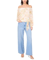 Vince Camuto Women's Printed Off-the-Shoulder Tied-Hem Top