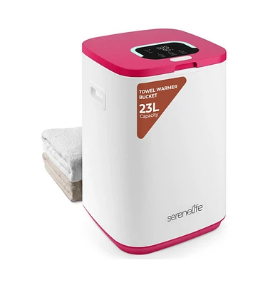 SereneLife Towel Warmer Bucket, 23L, Adjustable Timer, Safety Lock, Pink