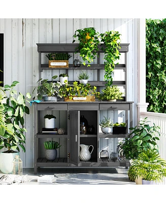 66" Farmhouse Potting Bench with Storage