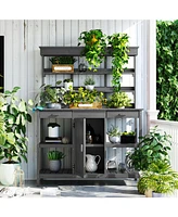 66" Farmhouse Potting Bench with Storage