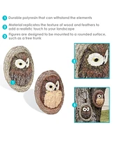 Winifred and Wesley the Wise Old Owls Tree Hugger - Polyresin Outdoor Tree Decor - Garden Sculpture Decoration - Whimsical Owl Tree Face