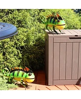 Greg and Gary 8.5-Inch Iron Sheet Chameleon Metal Statues - Set of 2 - Indoor/Outdoor Use - Green