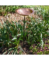 Standing Copper Bird Bath or Bird Feeder - Detachable Hand-Hammered Bowl with Stake - 33” H
