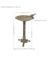 Ivy and Sage Cast Aluminum Metal Bird Bath with Uv-Resistant Finish - Rustic Patina - 12.25"