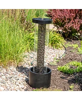 Glittering Rain Outdoor Water Fountain with Lights - Zinc - 41.25-Inch - Includes Warm White Led Lights
