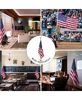 Yescom 6Ft Indoor Flag Pole Kit Eagle Topper Aluminum Gold Pole with Base 3x5Ft Us Flag for Office School City Hall