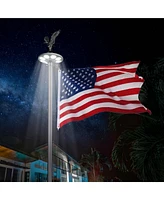 Yescom Bravery 30' Aluminum 13Gauge Sectional Flag Pole Kit w/ Solar Powered Light Us Flag Eagle Topper for Outside House Outdoor
