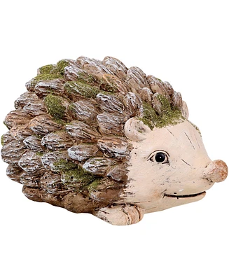 Ceramic Hazel The Hedgehog Garden Statue Decor - Hand-Painted Sculpture for Patio, Lawn, Garden and Indoor Living Spaces - 7-Inch - Brown