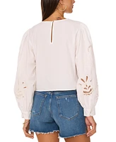 Vince Camuto Women's Lattice-Trim Embroidered Top