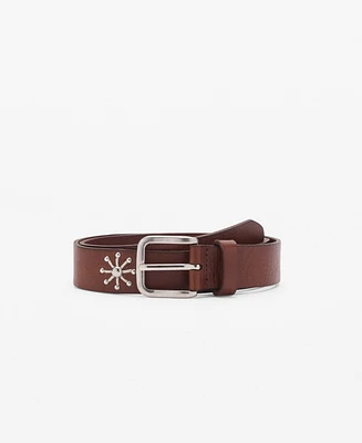Mango Women's Embroidered Details Leather Belt
