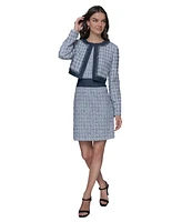 Karl Lagerfeld Paris Women's Contrast-Trim Tweed Cropped Jacket