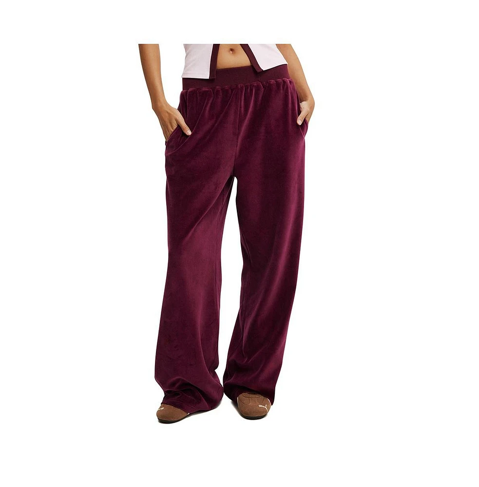 Cotton On Women's Velour Wide Leg Sweatpant