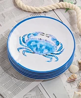 Certified International Beach House Crab Melamine 6-Pc. Dinner Plates, Service For 6