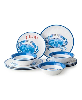 Certified International Beach House Crab Melamine 12-Pc. Dinnerware Set, Service For 4