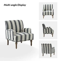 Geltrude farmhouse barbed wooden armchair with spike head trim